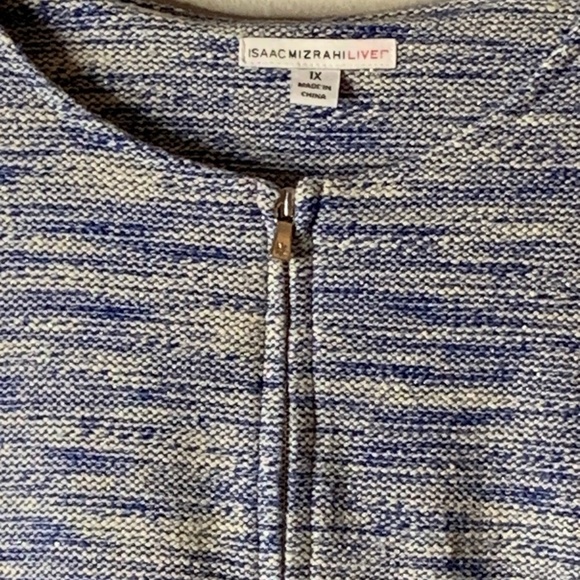 Isaac Mizrahi Live! Womens Size XL Cardigan Blue & White Full Zip Sweater - Picture 4 of 15